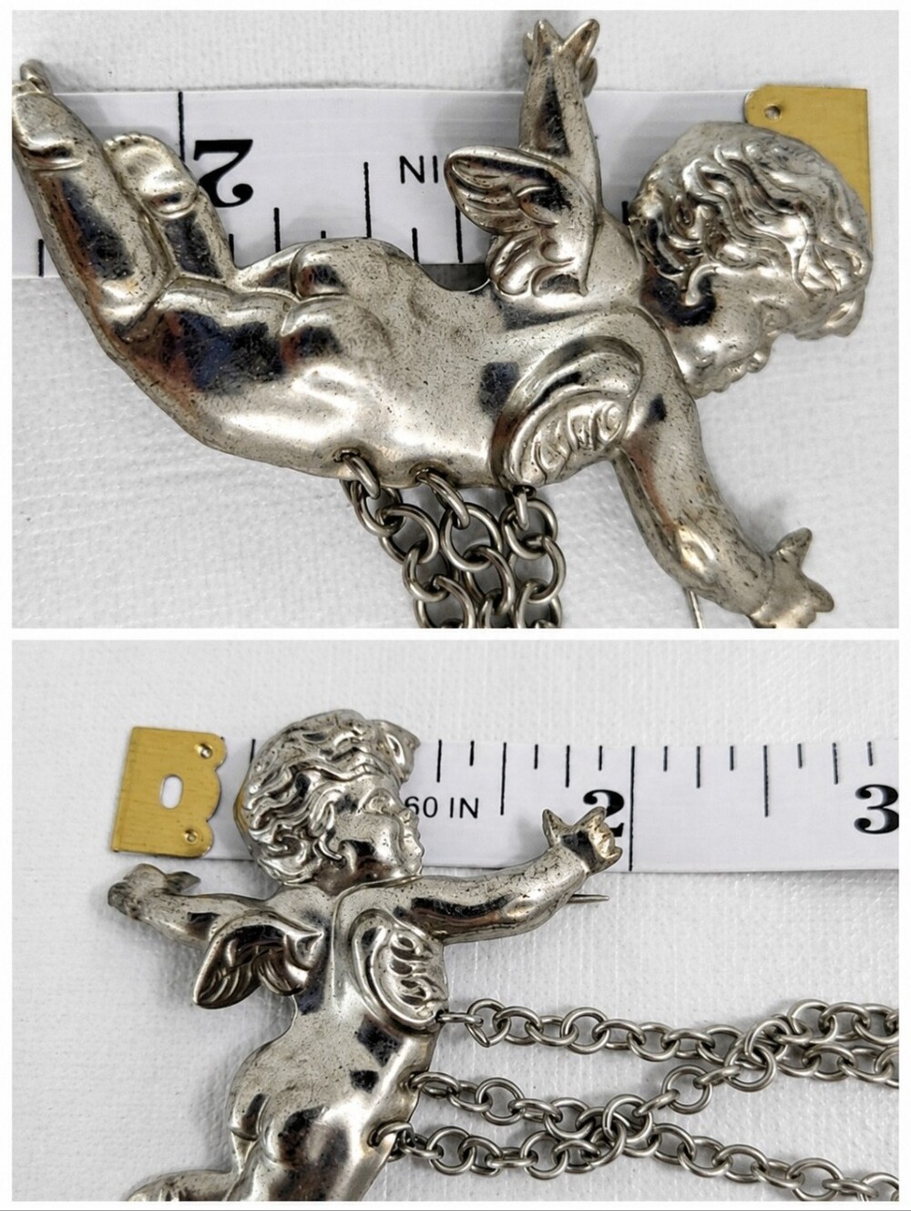 Silver-Tone Jewelry Bundle  Vintage Chatelaine Brooch Elephant Charm & Bracelet - Picture 8 of 13
